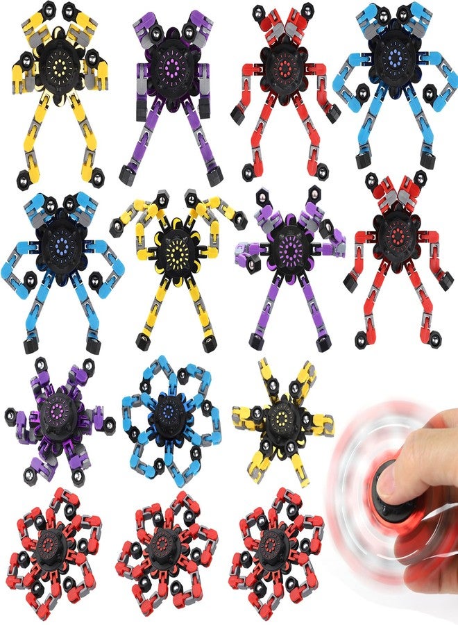 Dilabnba 8PCS Transformable Fidget Spinner Toy for Kids Adults, Deformation Robot Chain Spinner Fingertip Gyro Toys for Boys Girls 3-12, Stress Relief Sensory Toys for Goodie Bag Fillers Kids Travel - Image 1
